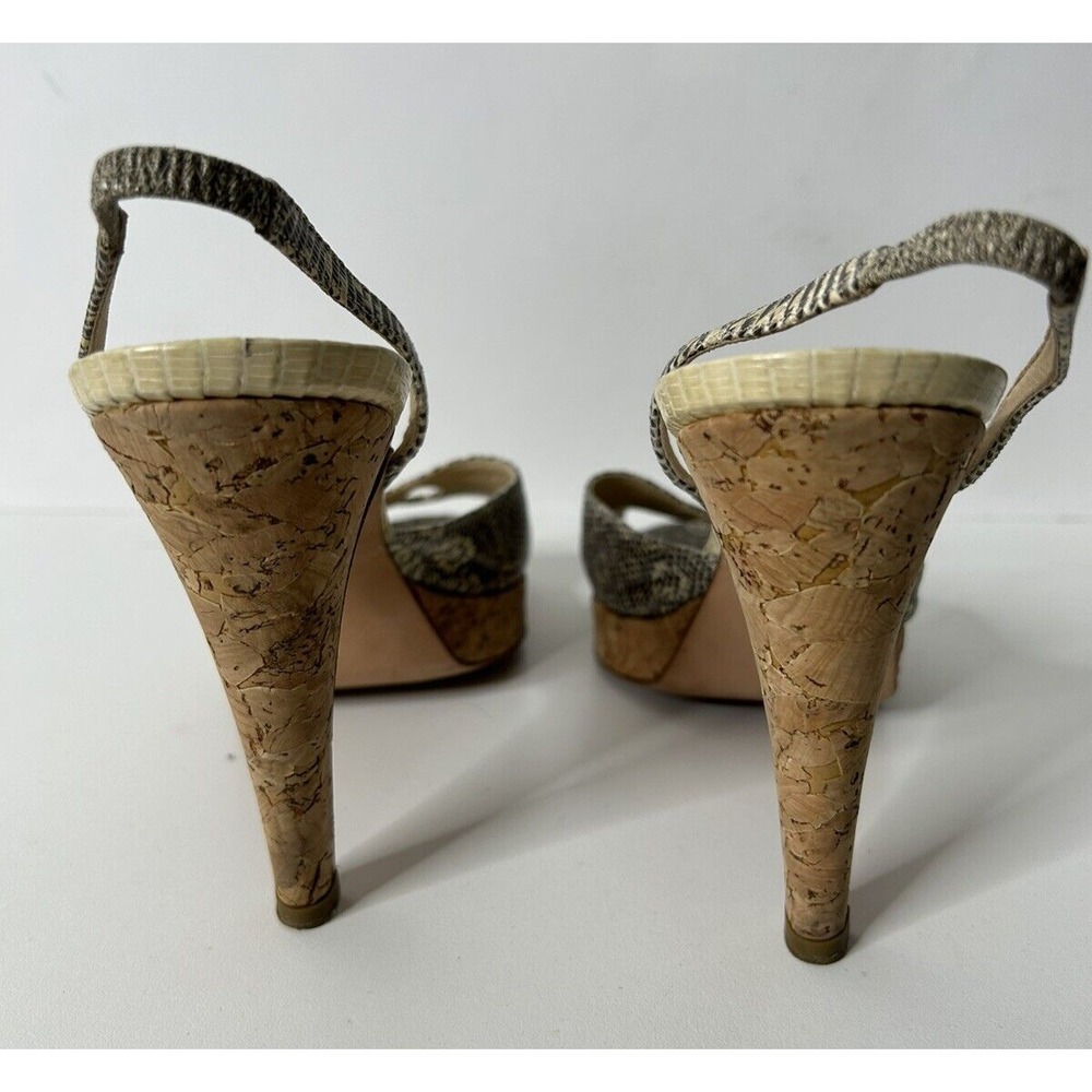 Oscar de la Renta Women Size 38.5 US 8.5 Snakeskin Sling Back 5" Heels - Picture 4 of 11